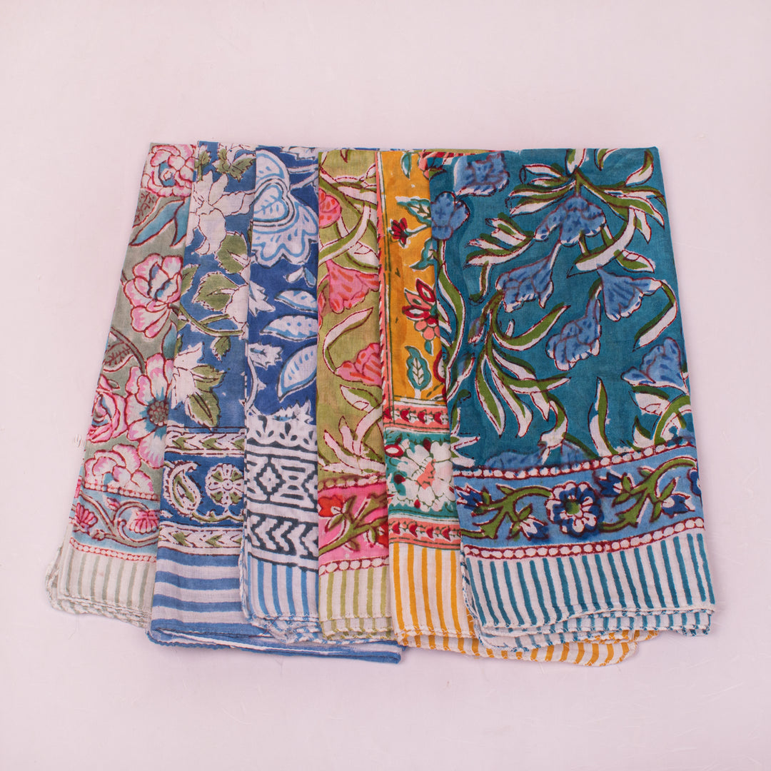 Designer Cotton Bandana – Soft Fabric Multi-Purpose Headwrap, Neck Scarf & Hair Accessory - 6ps