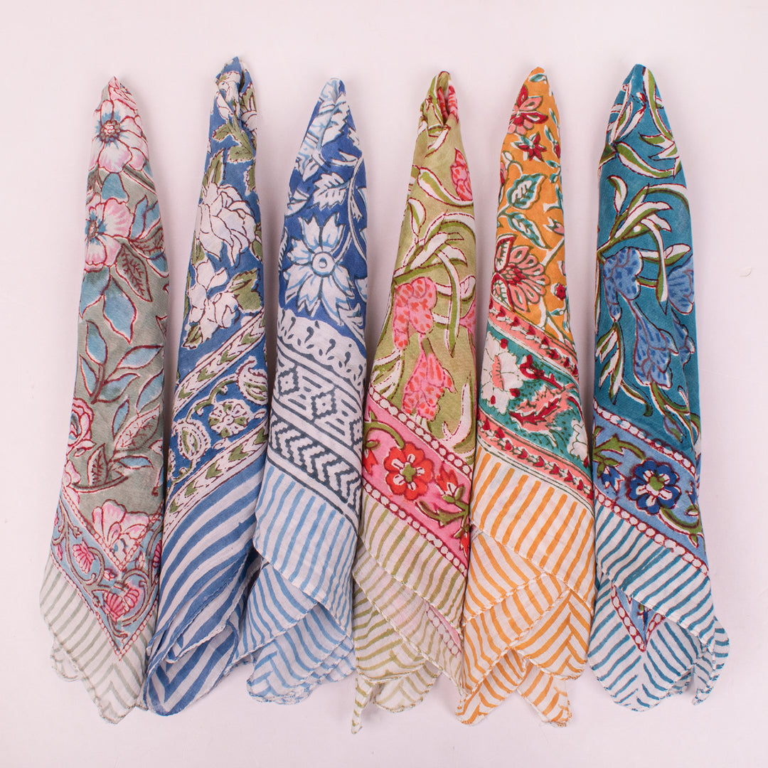 Designer Cotton Bandana – Soft Fabric Multi-Purpose Headwrap, Neck Scarf & Hair Accessory - 6ps