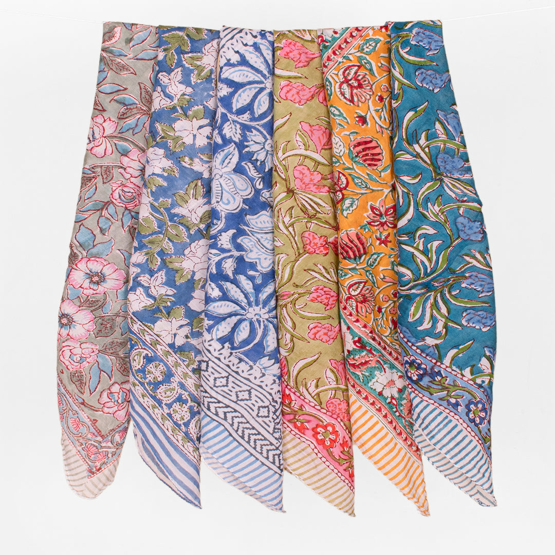Designer Cotton Bandana – Soft Fabric Multi-Purpose Headwrap, Neck Scarf & Hair Accessory - 6ps