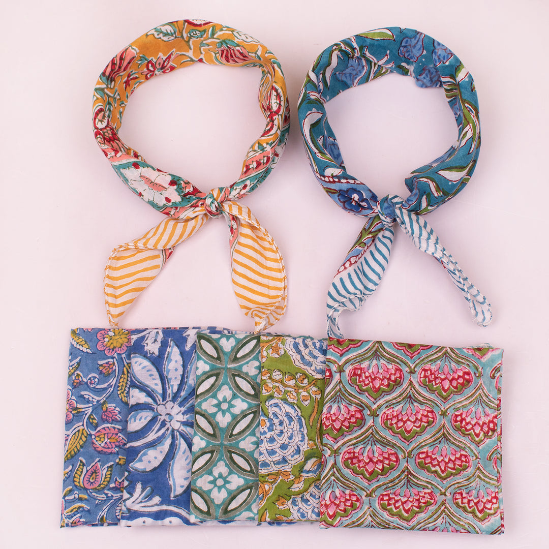 Boho Style Cotton Bandana – Lightweight Printed Headscarf for Travel, Casual & Daily Use - 7pcs