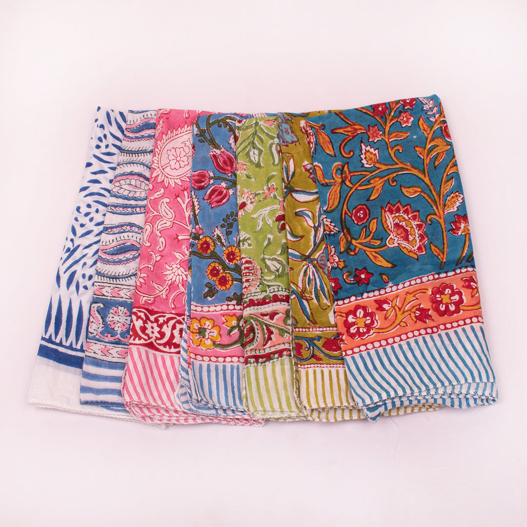 Handmade Cotton Bandana – Eco-Friendly Printed Head Scarf for Hair, Neck & Face Styling - 7pcs