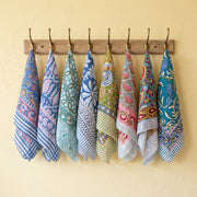 Block Print Cotton Bandana – Traditional Handmade Design with Modern Everyday Styling - 8pcs