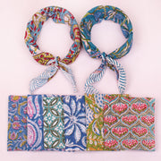 Block Print Cotton Bandana – Traditional Handmade Design with Modern Everyday Styling - 8pcs