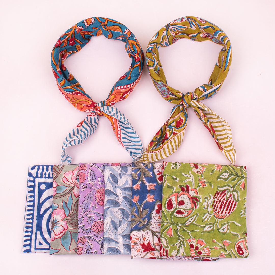 Printed Cotton Bandana – Trendy Head Scarf for Women, Men & Teens for Daily Wear - 8pcs