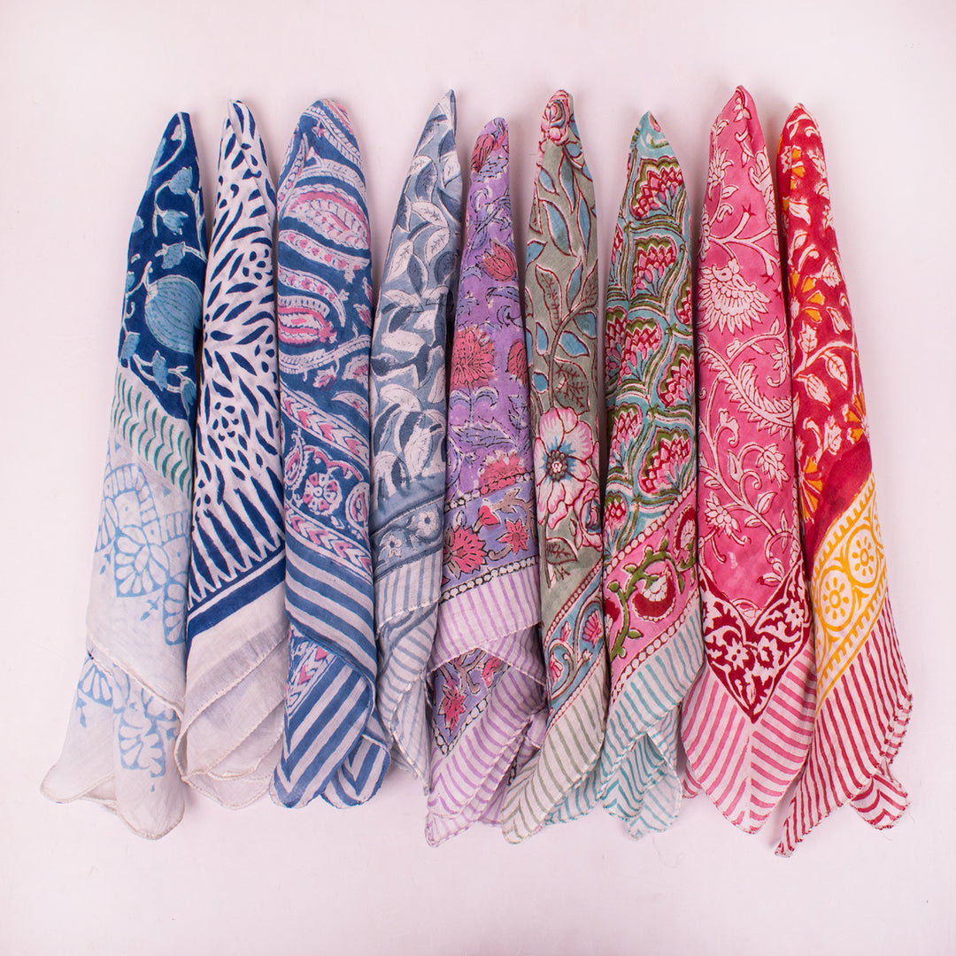 Lightweight Cotton Bandana – Breathable Fabric Perfect for Summer, Travel & Outdoor Use - 9pcs