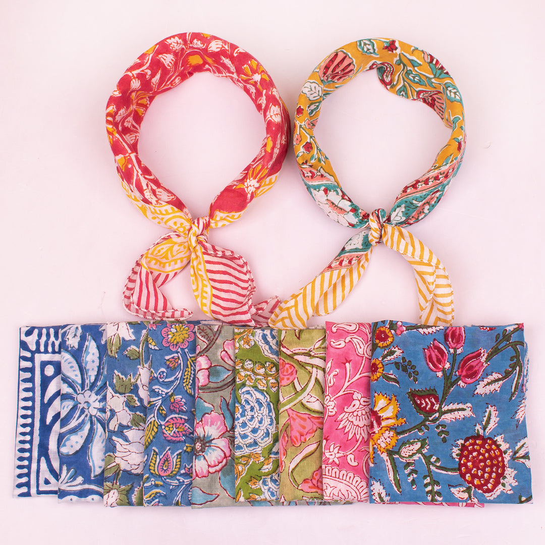Pure Cotton Printed Bandana – Soft, Durable & Washable Head Scarf for Everyday Fashion - 11pcs