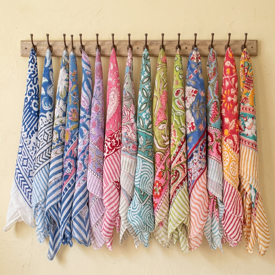Hand Block Print Bandana – Traditional Cotton Fabric with Modern Stylish Appeal - 15pcs