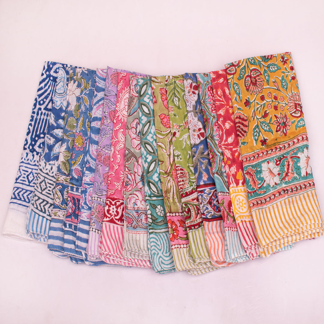 Hand Block Print Bandana – Traditional Cotton Fabric with Modern Stylish Appeal - 15pcs