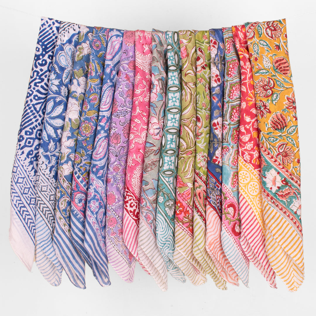 Hand Block Print Bandana – Traditional Cotton Fabric with Modern Stylish Appeal - 15pcs