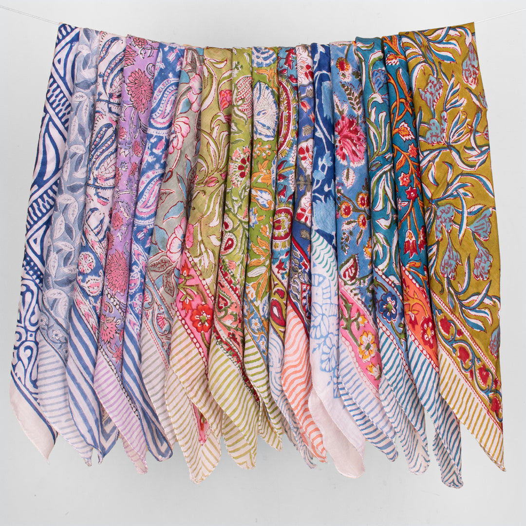 Versatile Cotton Bandana – Soft Printed Fabric for Hair Styling, Travel & Casual Outfits - 16pcs