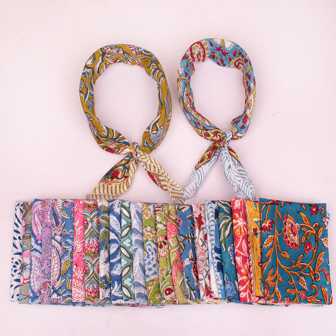 Premium Handcrafted Cotton Bandana – Soft Printed Head Scarf for Men & Women, Everyday Comfort Wear - 24pcs