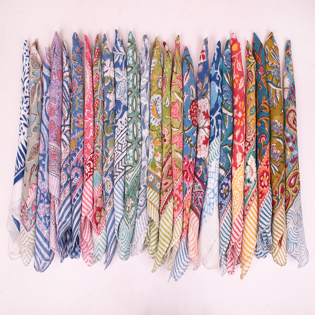 Premium Handcrafted Cotton Bandana – Soft Printed Head Scarf for Men & Women, Everyday Comfort Wear - 24pcs