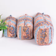 Block Print Cosmetic Bag, Makeup Pouch, Toiletry Bag, Wash Bags
