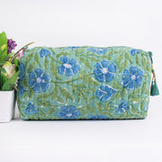 Assorted Makeup Bag, Indian Hand Block Printed Large Toiletry Bag, Waterproof Wash Bag, Cosmetic Bag, Travel Bag with Pockets, Jumbo Wash Bag - CraftJaipur