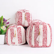 Block Print Cosmetic Bag, Makeup Pouch, Wash Bags, Toiletry Bags