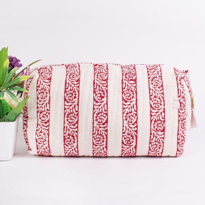 Block Print Cosmetic Bag, Makeup Pouch, Wash Bags, Toiletry Bags