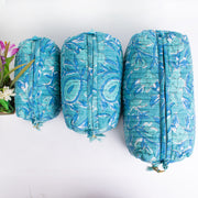 Block Print Toiletry Bag, Kantha Pouch, Make Up Or Cosmetic Bag, Utility Pouch