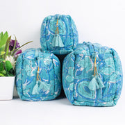 Block Print Toiletry Bag, Kantha Pouch, Make Up Or Cosmetic Bag, Utility Pouch