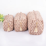 Set Of 3 Makeup Bag, Indian Block Print Cotton Toilet Bag, Toiletry Bags, Cosmetic Bag, Block Print Bags - CraftJaipur