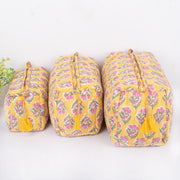 Block Printed Toiletry Bag, Waterproof Wash Bag, Makeup Bag, Cosmetic Bag, Travel Bag with Pockets, India Wood Blocks, Jumbo Wash Bag