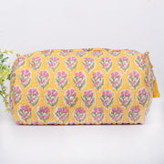 Block Printed Toiletry Bag, Waterproof Wash Bag, Makeup Bag, Cosmetic Bag, Travel Bag with Pockets, India Wood Blocks, Jumbo Wash Bag