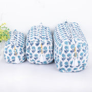 ORGANIC Cotton Handmade block printed Zipper Pouch, Make-up purse, Utility bag- Gift for Her - CraftJaipur