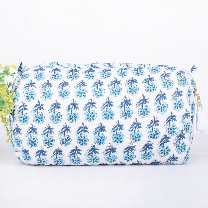 ORGANIC Cotton Handmade block printed Zipper Pouch, Make-up purse, Utility bag- Gift for Her - CraftJaipur