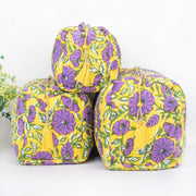 Indian Hand Block Print Toiletry Bag, Quilted Wash Bag, Cosmetic Pouch, Travel bag, Makeup Bag, Gift For Her - CraftJaipur