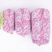 Cosmetic Bag, Assorted hand Block Printed Large Toiletry Bag, Waterproof Wash Bag, Makeup Bag, Travel Bag with Pockets, Jumbo Wash Bag