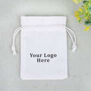 White Indian Cotton Jewelry Pouches, Small Coin Storage Bags, Cosmetic Packaging Pouches - CraftJaipur