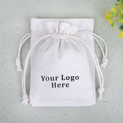 White Indian Cotton Jewelry Pouches, Small Coin Storage Bags, Cosmetic Packaging Pouches - CraftJaipur