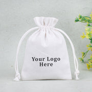 White Indian Cotton Jewelry Pouches, Small Coin Storage Bags, Cosmetic Packaging Pouches - CraftJaipur