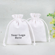 White Indian Cotton Jewelry Pouches, Small Coin Storage Bags, Cosmetic Packaging Pouches - CraftJaipur