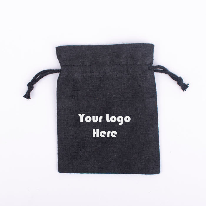Black (Pack Of 100) Custom Cotton Drawstring Purple Jewelry Packaging Pouch