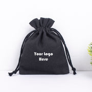 Black (Pack Of 100) Custom Cotton Drawstring Jewelry Packaging Pouch