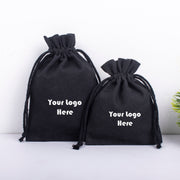 Black (Pack Of 100) Custom Cotton Drawstring Jewelry Packaging Pouch