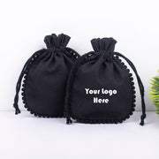 Small Black Round Pompom Cotton Jewelry Pouches, Handmade Storage Bags - CraftJaipur