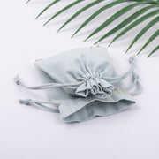 Pack of 100 Light Grey Custom Jewelry Packaging Pouch, Designer Bottom Lace