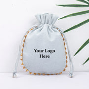 Pack Of 100 Light Grey Round Lace Jewelry Packaging Pouch, Designer Wedding Favor Bags