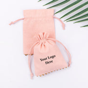 Pack of 100 Peach Custom Jewelry Packaging Pouch, Designer Bottom Lace