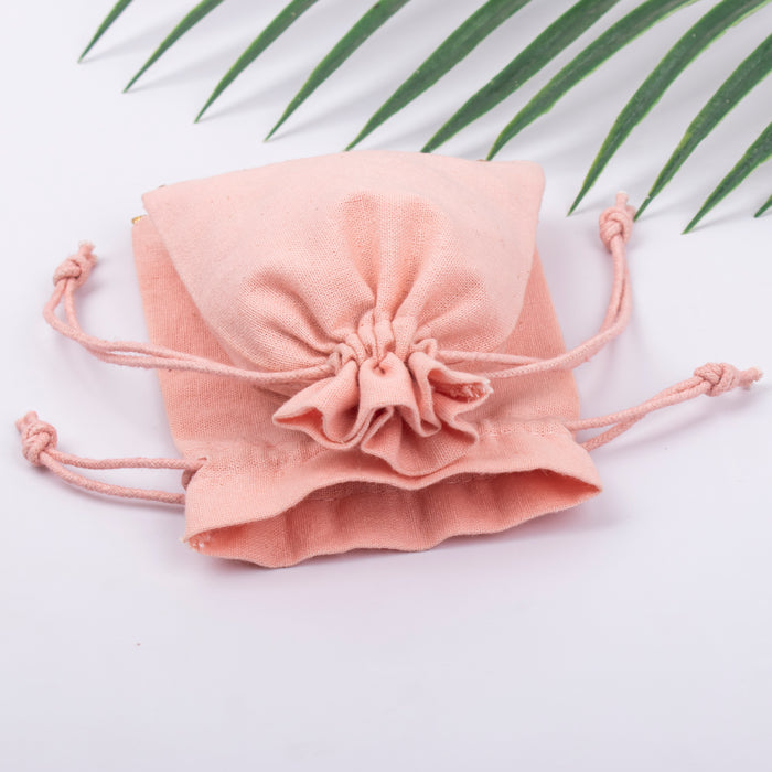 Pack of 100 Peach Custom Jewelry Packaging Pouch, Designer Bottom Lace