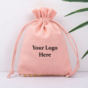 Pack of 100 Peach Custom Jewelry Packaging Pouch, Designer Bottom Lace