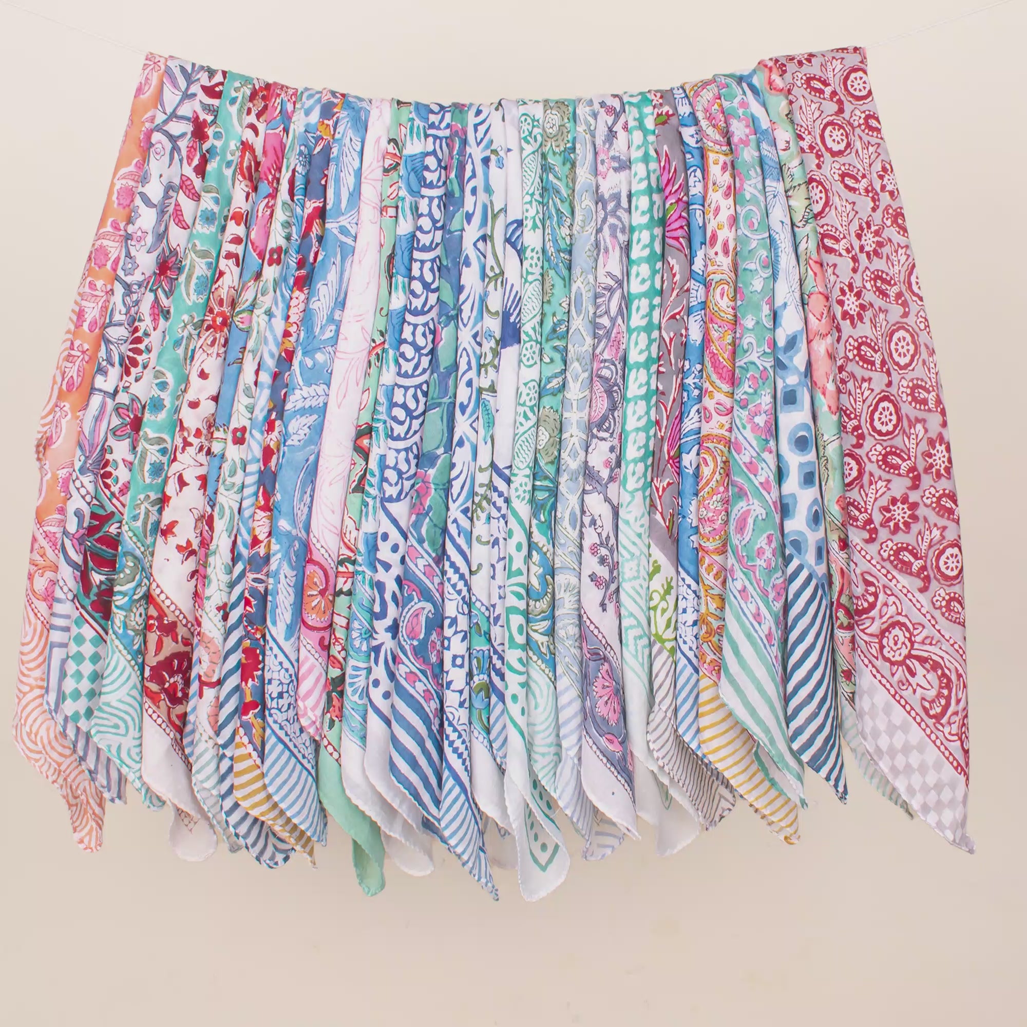 Set of 70 - Handmade Organic Scarf, Sustainable Gift, Paisley Floral Boho Cotton Bandana, Unisex Eco-Friendly Accessory