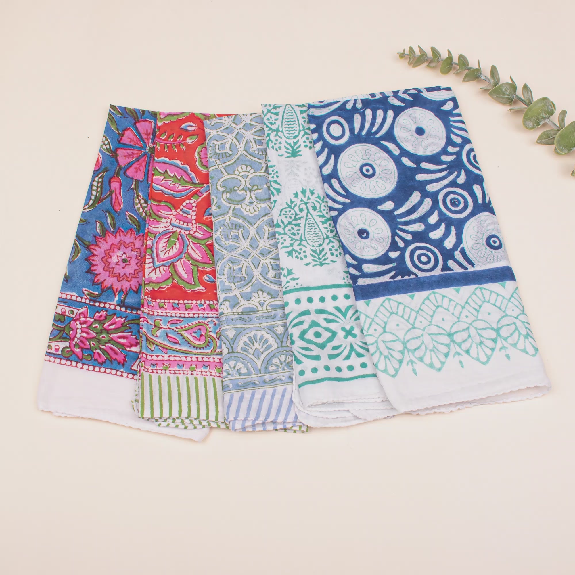 Set of 5 - Unisex Head Wrap, Eco-Friendly Boho Neck Or Head Tie, 100% Cotton Unisex Bandanas, Bandana Head Wrap, Cotton Bandana