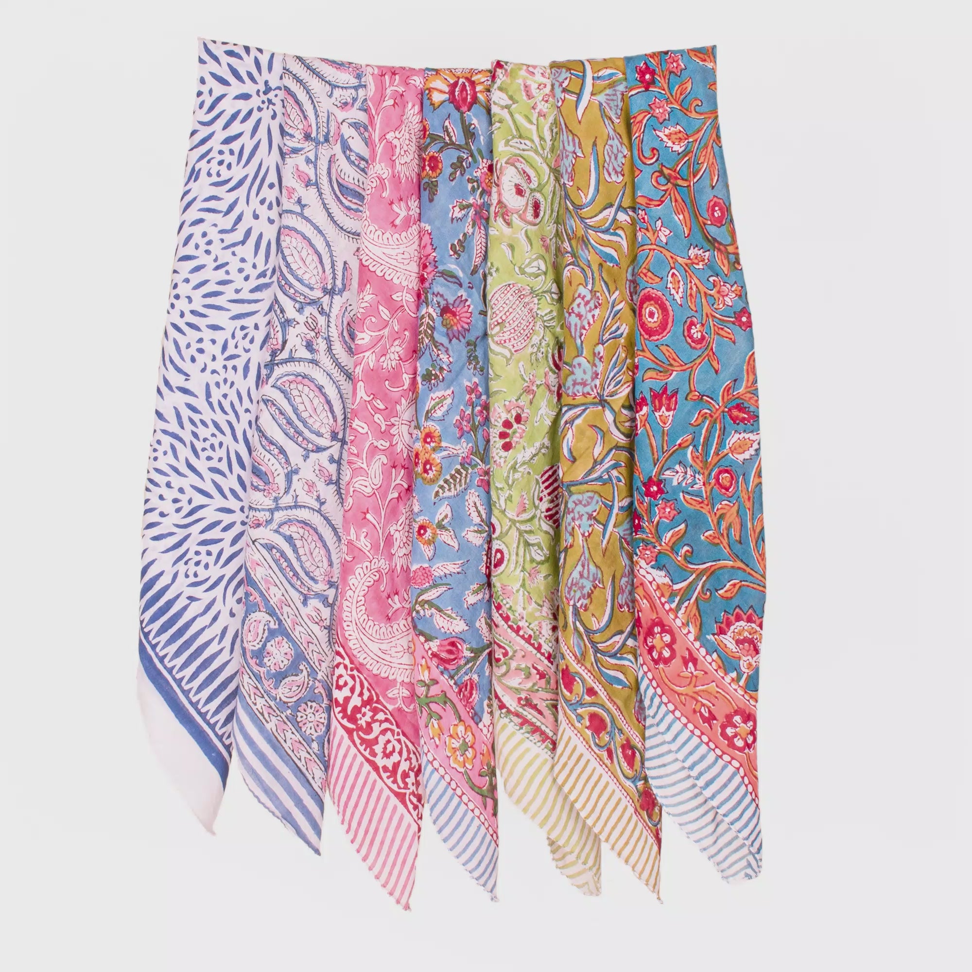 Handmade Cotton Bandana – Eco-Friendly Printed Head Scarf for Hair, Neck & Face Styling - 7pcs