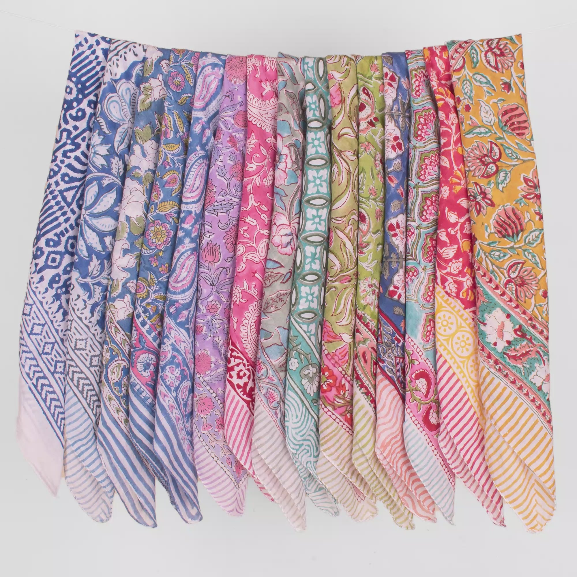 Hand Block Print Bandana – Traditional Cotton Fabric with Modern Stylish Appeal - 15pcs