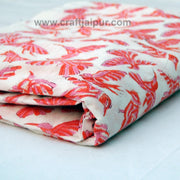 Flying Bird Block Printed Indian Natural Cotton Voile Fabric-Craft Jaipur