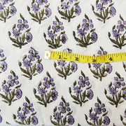 Cotton Hand Block Print Sanganeri Running Floral Fabric Voile