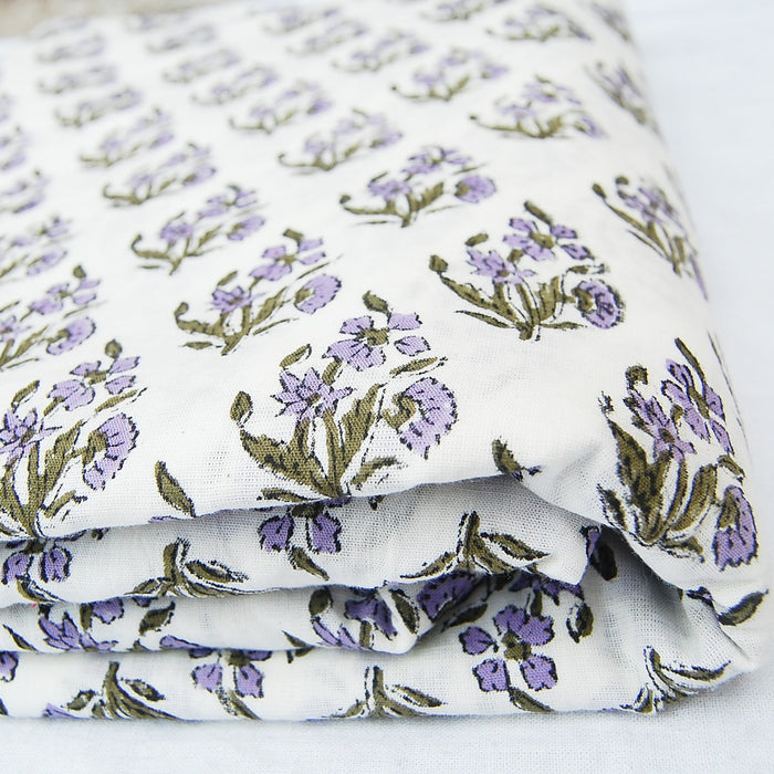 Cotton Hand Block Print Sanganeri Running Floral Fabric Voile