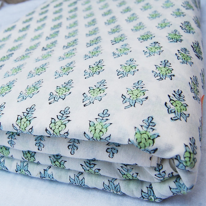 Handmade Floral White Running Cotton Clothing Fabric Voile - CraftJaipur